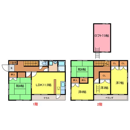 戸崎伊從邸貸家の物件間取画像